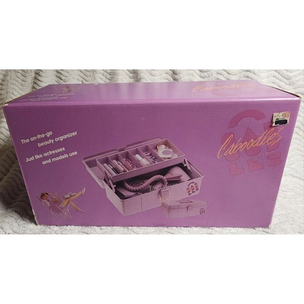 RareNIB Vintage 80s CABOODLES MakeUpCosmeticStorage PURPLE w/Tray &Orig BOX Vhtf